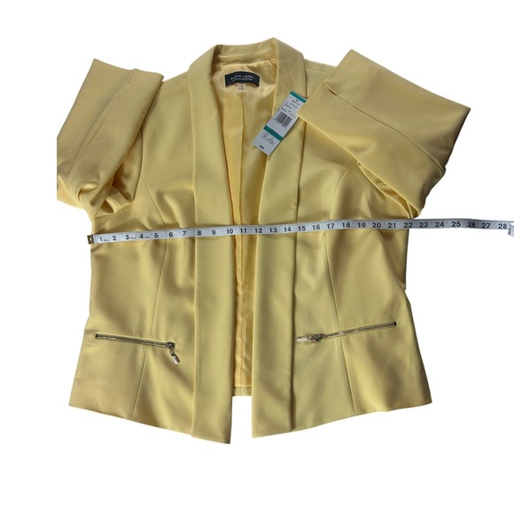 Black Label by Evan-Picone Womens 16 Yellow Open Front Shawl Blazer Jacket NWT - Picture 5 of 7